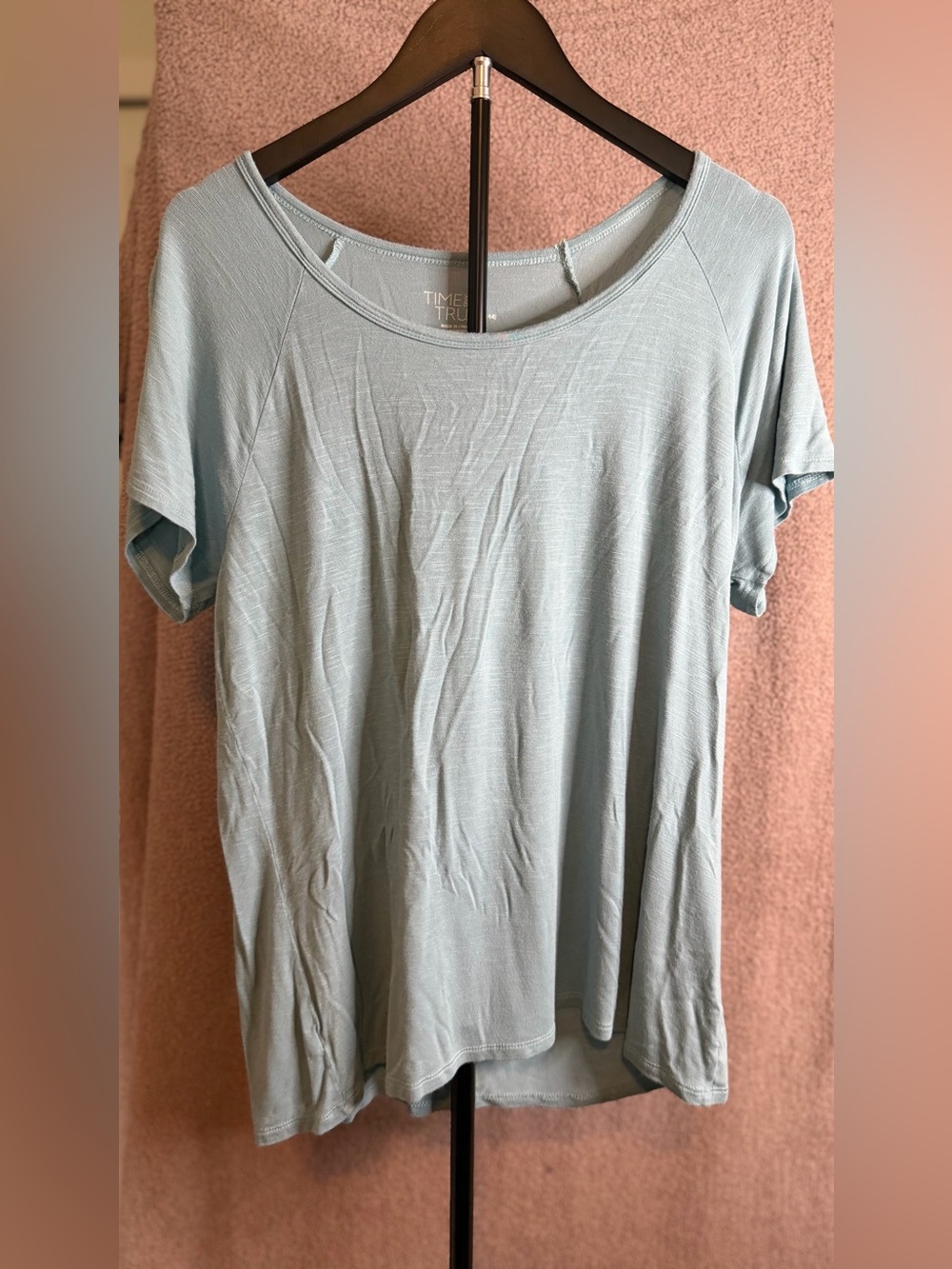 Time and Tru Light Blue Scoop Neck Short Sleeve Top